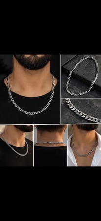  Unisex Gümüş Renk Kalın Gurmet Zincir Kolye 