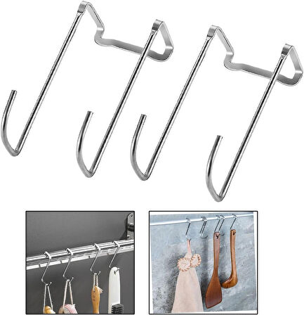 Microcase Paslanmaz Çelik Metal Banyo Duşakabin Mutfak vb Alanlar için Askılık L Model - GÜMÜŞ AL4839  2 Adet