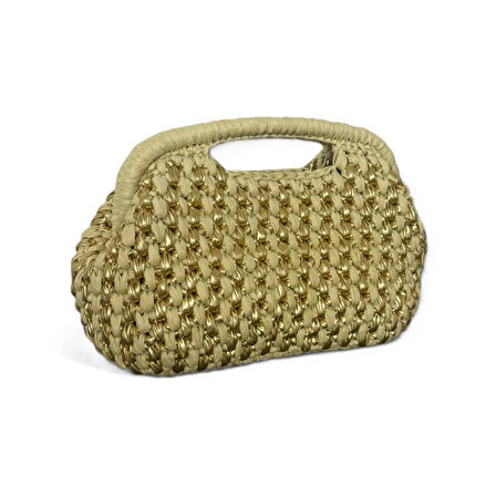 El Yapımı Rafya ve Metalik İplik Yapılı Çanta