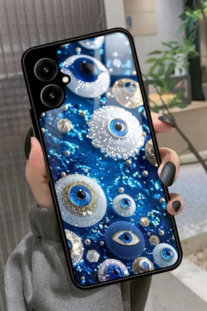 Omix X3 Uyumlu Nazar Boncuğu Tasarımlı Parlak Silikon Kılıf