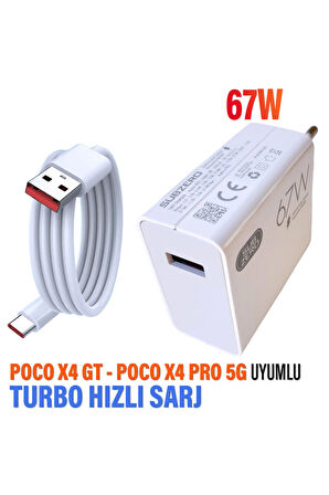 Poco X4 GT - Poco X4 Pro 5G Uyumlu 67W Turbo Hızlı Şarj Aleti