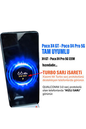 Poco X4 GT - Poco X4 Pro 5G Uyumlu 67W Turbo Hızlı Şarj Aleti