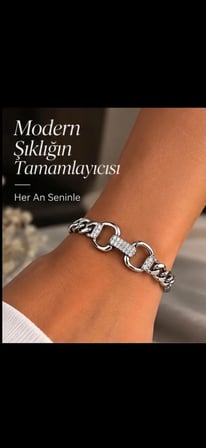 Kadın Gümüş Taş Detaylı Gurmet Zincir Paslanmaz Çelik Bileklik – Modern Şık Tasarım