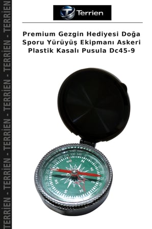 Premium Gezgin Hediyesi Doğa Sporu Yürüyüş Ekipmanı Askeri Plastik Kasalı Pusula Dc45-9