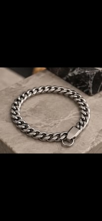 Unisex Gümüş Renk Kalın Zincir Bileklik – Klasik Modern Tasarım