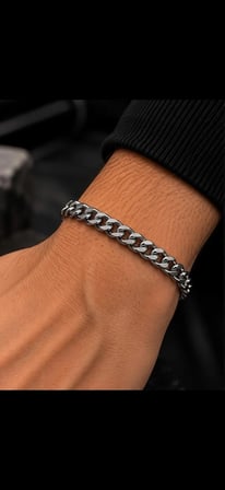 Unisex Gümüş Renk Kalın Zincir Bileklik – Klasik Modern Tasarım