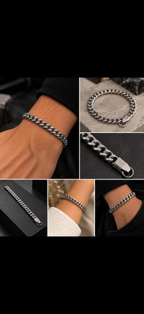 Unisex Gümüş Renk Kalın Zincir Bileklik – Klasik Modern Tasarım
