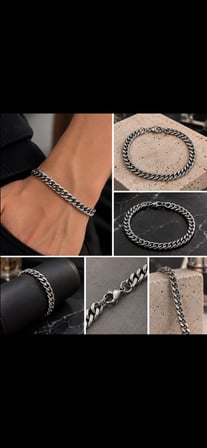 Çelik Görünümlü Örgü Zincir Bileklik Unisex Şık ve Zarif Tasarım