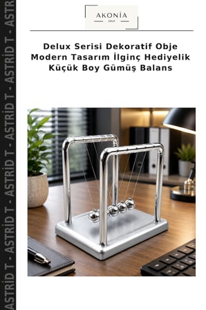 Delux Serisi Dekoratif Obje Modern Tasarım İlginç Hediyelik Küçük Boy Gümüş Balans