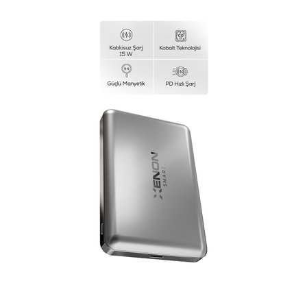 MagSafe Powerbank | 10000 mAh, 15W Kablosuz, 22.5W Kablolu Hızlı Şarj, Alüminyum Kasa (X6441)
