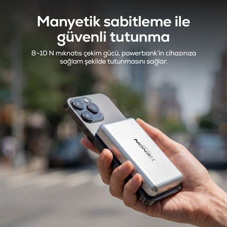 MagSafe Powerbank | 10000 mAh, 15W Kablosuz, 22.5W Kablolu Hızlı Şarj, Alüminyum Kasa (X6441)