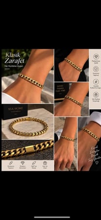 Unisex Gold Gurmet Zincir Paslanmaz Çelik Bileklik – Klasik Zarif Tasarım