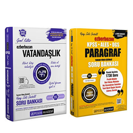 Pegem KPSS Vatandaşlık ve Paragraf Soru Bankası Seti 2 Kitap