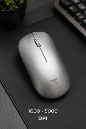 Masaüstü Gereç Tablet Aksesuarı Pratik Cihaz Mouse Çift Modlu Sessiz Kablosuz Fare TM19 Gümüş