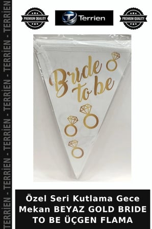 Özel Seri Kutlama Gece Mekan BEYAZ GOLD BRIDE TO BE ÜÇGEN FLAMA