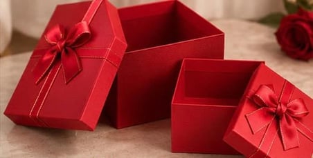 2’li Kırmızı Fiyonklu Lüks Hediye Kutusu Seti