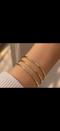Kadın Gold Renk İnce Halka Bileklik Seti – 3’lü Zarif Bileklik