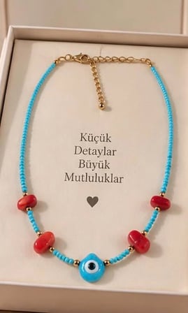 🧿 Turkuaz Boncuklu Nazar Kolye
