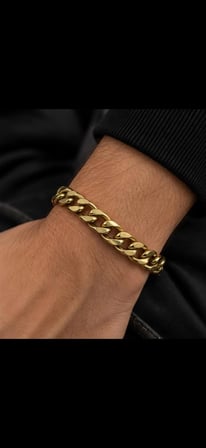 Unisex Altın Renk Kalın Zincir Bileklik – Modern ve Şık Tasarım