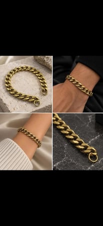 Unisex Altın Renk Kalın Zincir Bileklik – Modern ve Şık Tasarım