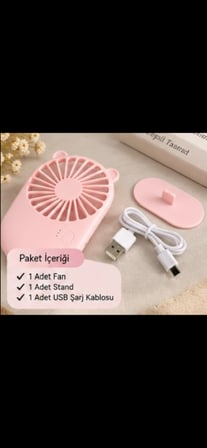 Mini Ayıcık Tasarımlı USB Şarjlı Masaüstü Vantilatör Taşınabilir Fan