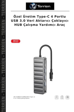 Özel Üretim Type-C 4 Portlu USB 3.0 Veri Aktarıcı Çoklayıcı HUB Çalışma Yardımcı Araç