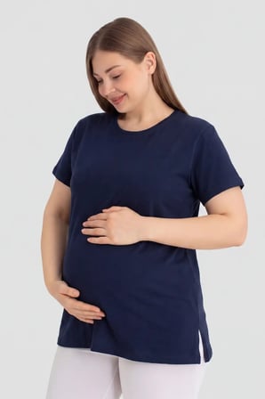 Delux Serisi Alternatif Gündelik Basit Stil Pamuklu Kısa Kollu Hamile Tişört 3'lü Paket