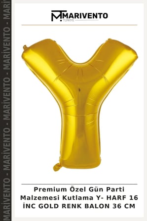 Premium Özel Gün Parti Malzemesi Kutlama Y- HARF 16 İNC GOLD RENK BALON 36 CM