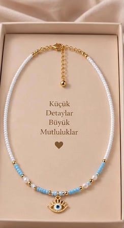 Göz Figürlü Nazar Boncuklu Kolye