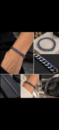 Unisex Renkli Zincir Bileklik – Gökkuşağı Efektli Modern Tasarım
