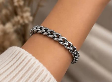Unisex Çelik Örgü Zincir Bileklik – Modern Kalın Zincir Tasarım