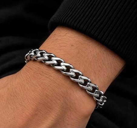 Unisex Çelik Örgü Zincir Bileklik – Modern Kalın Zincir Tasarım