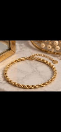 Kadın Gold Burgulu Zincir Bileklik – Zarif ve Minimal Paslanmaz Çelik Bileklik