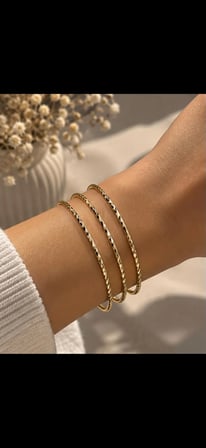 Kadın Gold Renk Burgu Zincir Bileklik Seti – 3’lü İnce Zarif Bileklik
