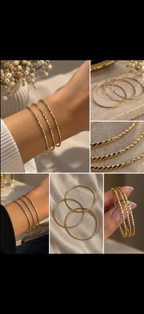 Kadın Gold Renk Burgu Zincir Bileklik Seti – 3’lü İnce Zarif Bileklik