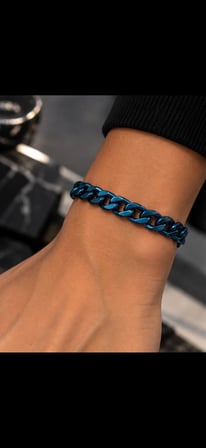 Unisex Lacivert Gurmet Zincir Paslanmaz Çelik Bileklik – Modern ve Şık Tasarım
