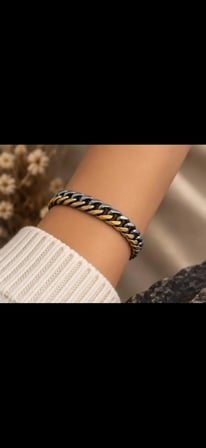 Unisex Gold & Gümüş Çift Renk Kalın Zincir Bileklik – Modern Tasarım
