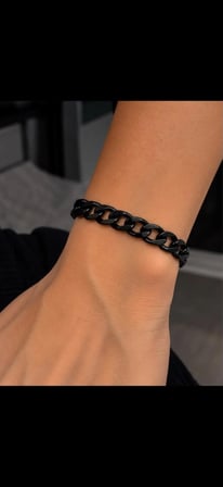 Unisex Siyah Gurmet Zincir Paslanmaz Çelik Bileklik – Modern ve Şık Tasarım