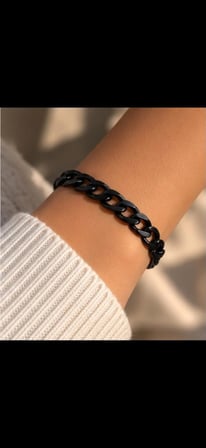 Unisex Siyah Gurmet Zincir Paslanmaz Çelik Bileklik – Modern ve Şık Tasarım