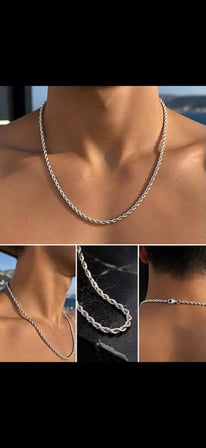 Unisex Gümüş Renk Burgu Zincir Kolye – Minimalist Şık Tasarım