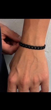 Unisex Siyah Gurmet Zincir Bileklik Çelik Görünümlü Şık Modern Tasarım