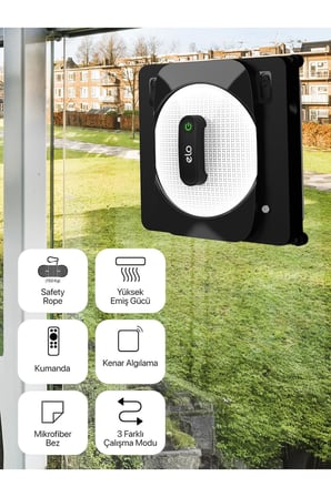 Xenon Smart Cam Silme Robotu ve 6 Adet Mop | Elo Serisi, Kumandalı, 3 Modlu, Mobil Kontrollü Set