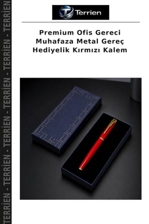 Premium Ofis Gereci Muhafaza Metal Gereç Hediyelik Kırmızı Kalem