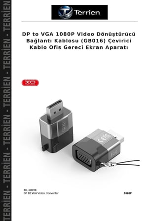 DP to VGA 1080P Video Dönüştürücü Bağlantı Kablosu (GB016) Çevirici Kablo Ofis Gereci Ekran Aparatı