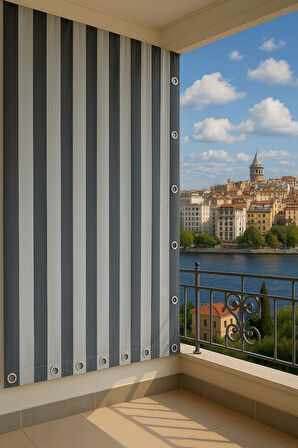 GENCER Home Balkon Perdesi Kuş Gözü Ölçü Seçenekli Koyu Gri-Gri