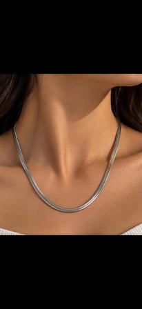 Unisex Gümüş Renkli Balık Sırtı Zincir Kolye  