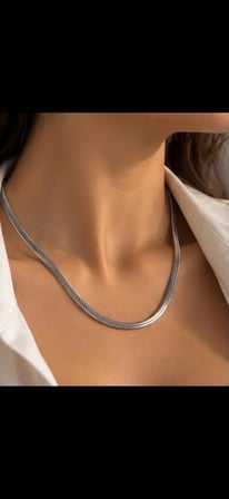 Unisex Gümüş Renkli Balık Sırtı Zincir Kolye  