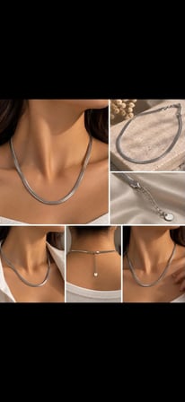Unisex Gümüş Renkli Balık Sırtı Zincir Kolye  