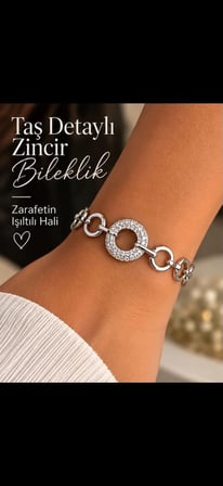 Kadın Gümüş Zirkon Taşlı Zincir Bileklik – Şık ve Zarif Tasarım