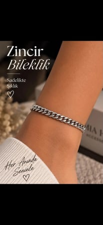 Kadın Gümüş Gurmet Zincir Paslanmaz Çelik Bileklik – Sade ve Şık Tasarım